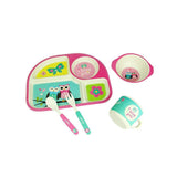 Kids 5 Piece Bamboo Fibre Eco-Friendly Meal Set - Bows (Multicolor)