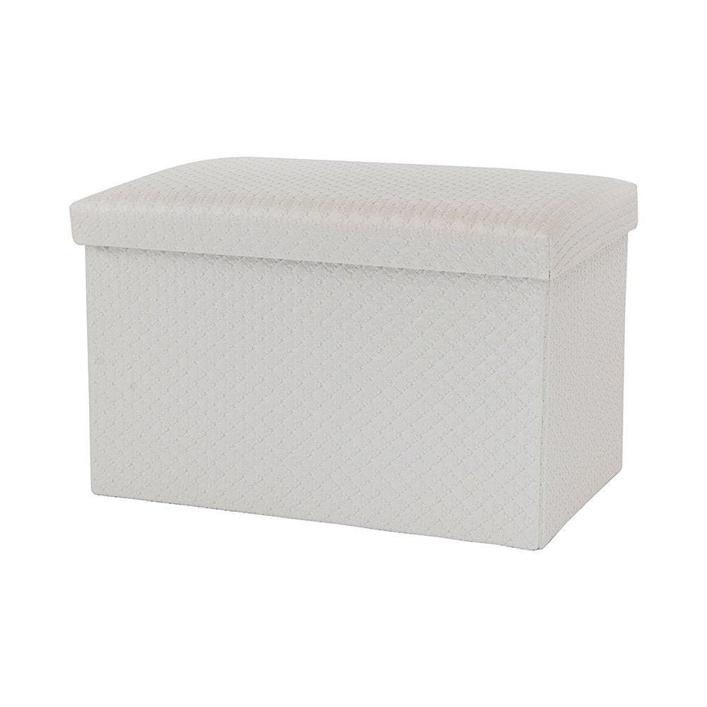 Collapsible Elegant PU & MDF Rectangular Pouf Ottoman (White Dots) – EZ ...