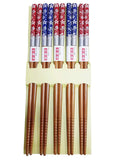 5 Pairs Bamboo Wood Re-Usable Chopsticks Set (Blue & Red)