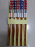5 Pairs Bamboo Wood Re-Usable Chopsticks Set (Blue & Red)
