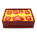 Red Ceramic Tea Pot & 6 Cups Sets with SS Infuser in Gift Box (Black Rim & Golden Flowers)