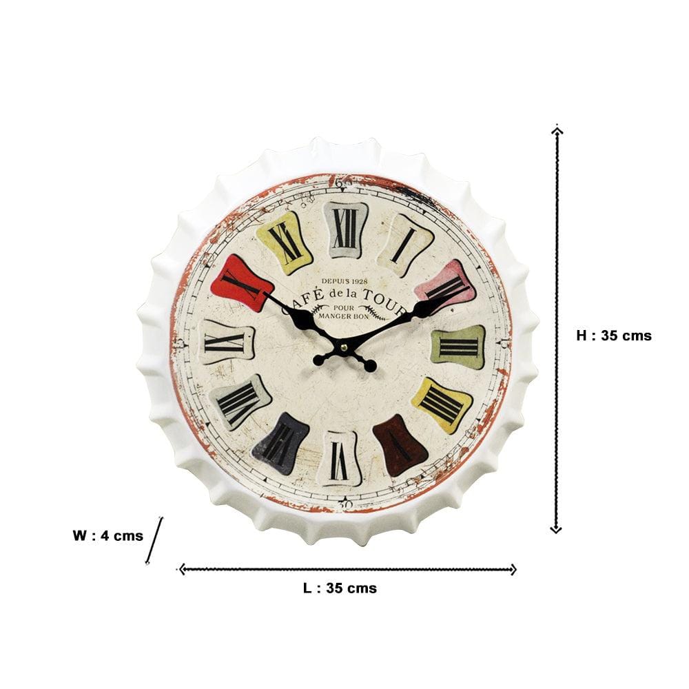 Roman - Aluminium Bottle Cap Wall Clock (Multicolor)