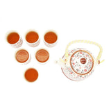 Elegnat Roses Ceramic Tea Pot with SS Infuser & 6 Cups Set in Gift Box