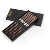 10 Pairs Dark Wood Round Golden Star Inlay Chopsticks Set