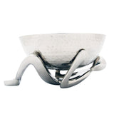 Deep Round White Metal Serving Bowl on Man Holder Set
