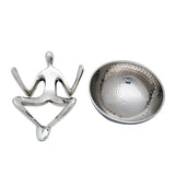 Deep Round White Metal Serving Bowl on Man Holder Set