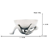 Deep Round White Metal Serving Bowl on Man Holder Set