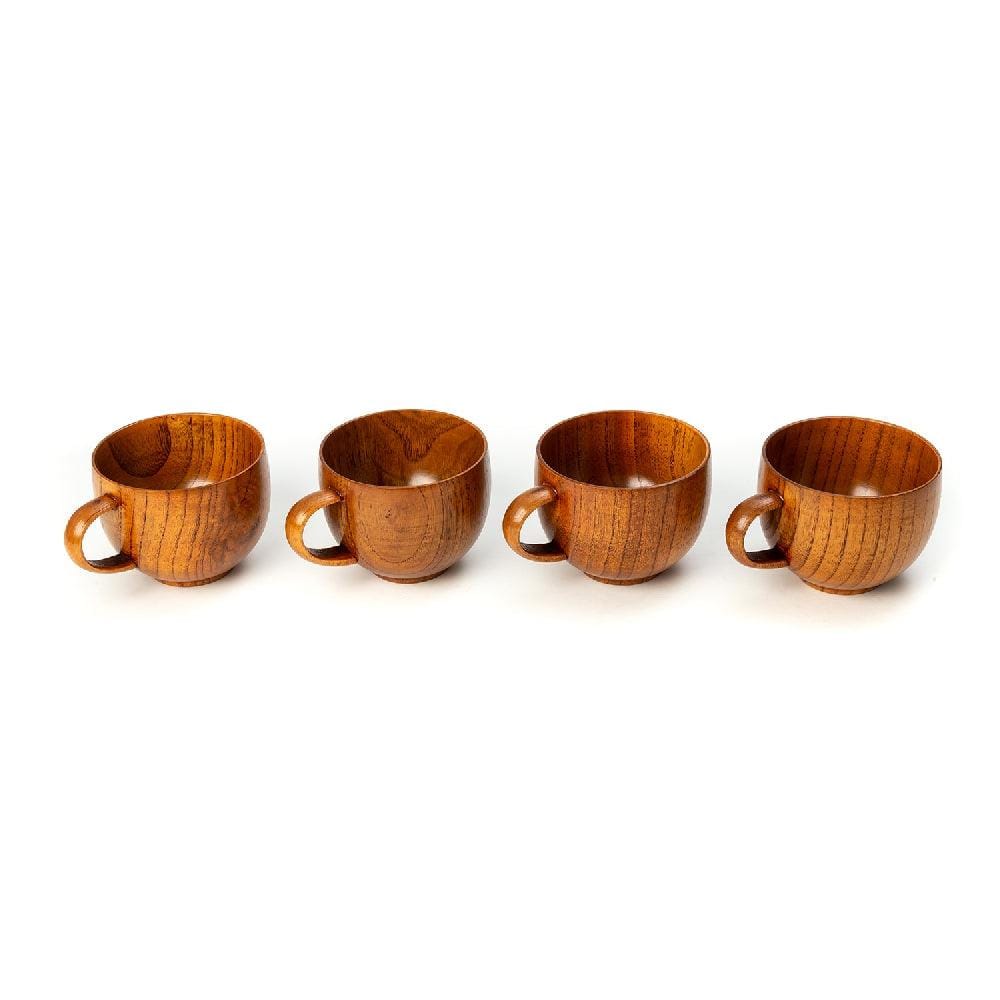 Round Wooden Tea & Coffee Mug Set (200 ml) (Pack of 4)