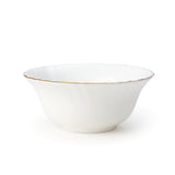 Royal Squarish 4 Bowls with 13 Inch Flat Serving Plate Set (White with Gold Lining)