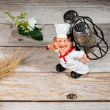 Foodie Chef Figurine Resin Salt & Pepper Shakers Holder Set (All White - On Back)