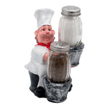 Foodie Chef Figurine Resin Salt & Pepper Shakers in Basket Holder Set (Right)