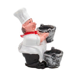 Foodie Chef Figurine Resin Salt & Pepper Shakers in Basket Holder Set (Right)