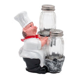 Foodie Chef Figurine Resin Salt & Pepper Shakers in Basket Holder Set (Right)