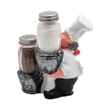 Foodie Chef Figurine Resin Salt & Pepper Shakers in Basket Holder Set (Right)