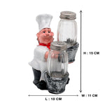 Foodie Chef Figurine Resin Salt & Pepper Shakers in Basket Holder Set (Right)