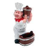Foodie Chef Figurine Resin Salt & Pepper Shakers with Toothpick Holder Set (Basket on Shoulder)