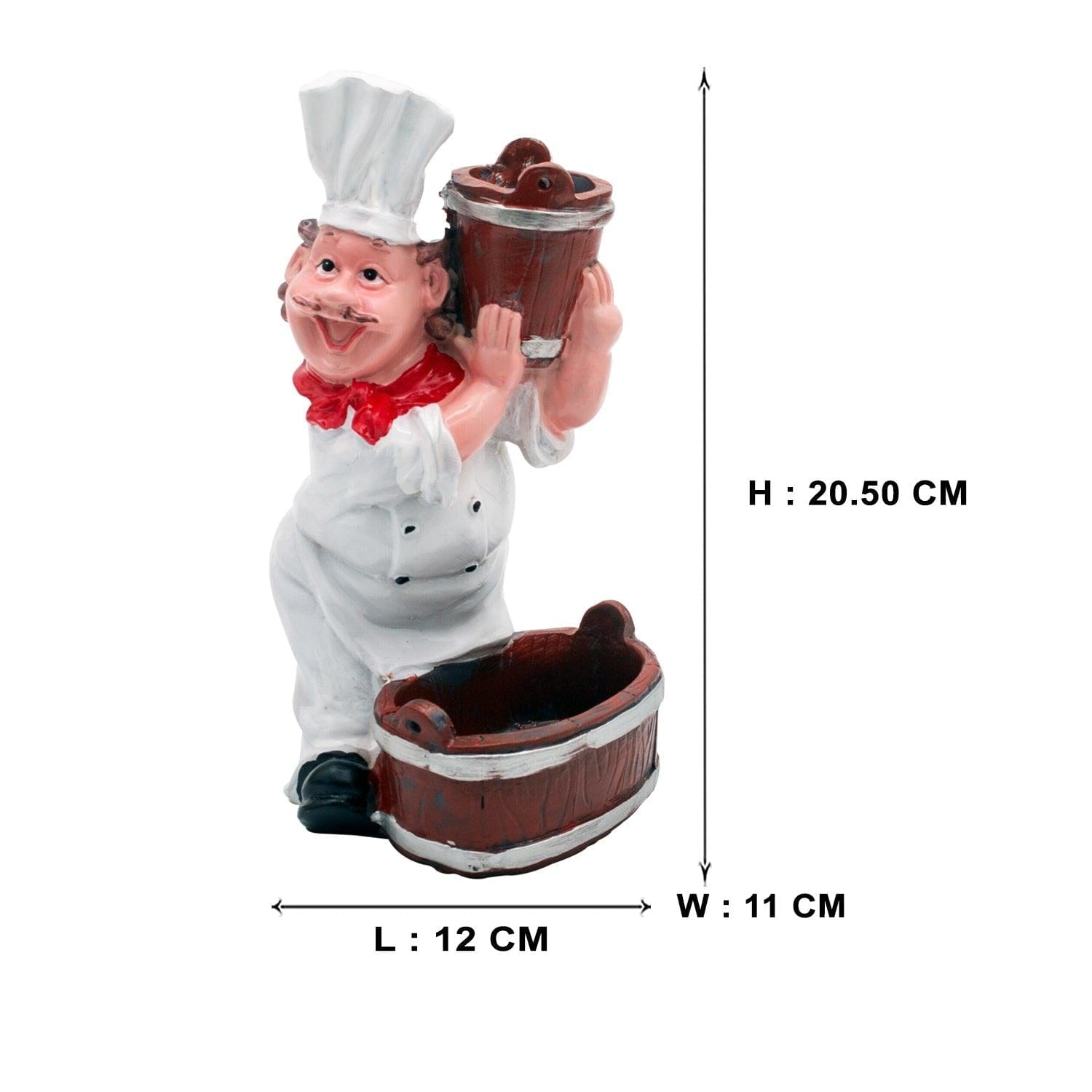 Foodie Chef Figurine Resin Salt & Pepper Shakers with Toothpick Holder Set (Basket on Shoulder)