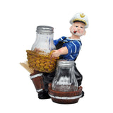 Natucal Sailor Figurine Resin Salt & Pepper Shakers Holder Set (Blue & White)