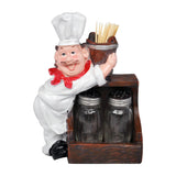 Foodie Chef Figurine Resin Salt & Pepper Shakers with Toothpick Holder Set (Chest)
