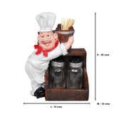 Foodie Chef Figurine Resin Salt & Pepper Shakers with Toothpick Holder Set (Chest)