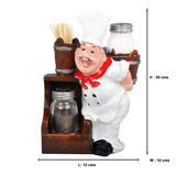 Foodie Chef Figurine Resin Holder Salt & Pepper Shakers with Toothpick Holder (On the Back)