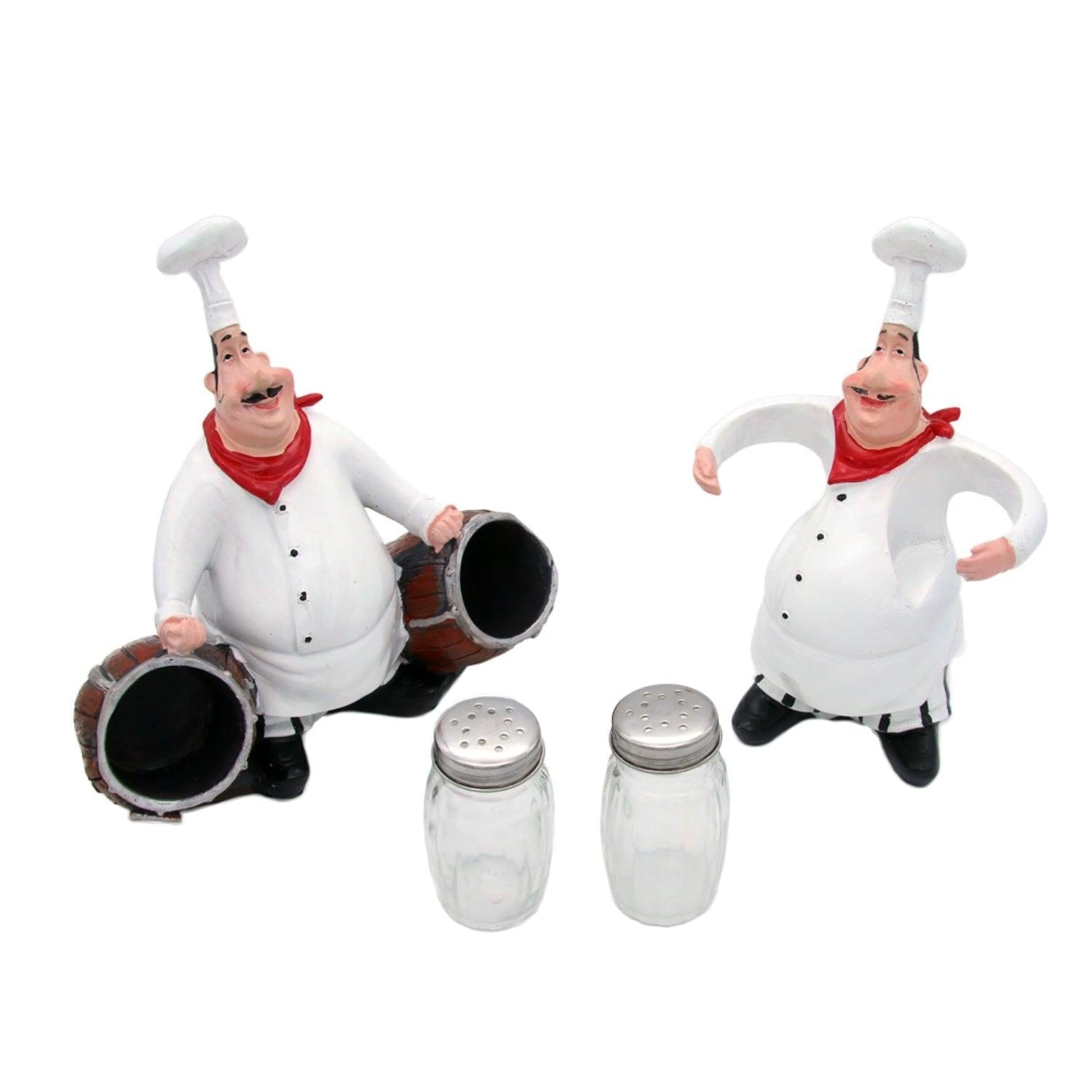 Foodie Chefs Figurine Complementing Resin Salt & Pepper Shakers Holders Complementing Set (Big)