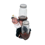 Nautical Sailor Figurine Resin Salt & Pepper Shakers in Boat Holder Set (White Shirt)
