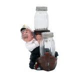 Nautical Sailor Figurine Resin Salt & Pepper Shakers in Boat Holder Set (White Shirt)