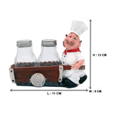 Foodie Chef Figurine Resin Salt & Pepper Shakers in Push Cart Holder Set