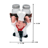 Foodie Chef Figurine Resin Salt & Pepper Shakers Holder Set (On Cycle Basket)