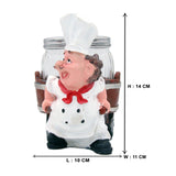 Foodie Chef Figurine Resin Salt & Pepper Shakers Holder Set (On Pull Cart)
