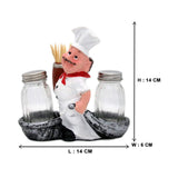 Foodie Chef Figurine Resin Salt & Pepper Shakers with Toothpick Holder Set