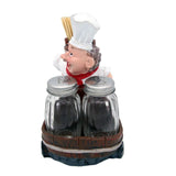 Foodie Chef Figurine Resin Salt & Pepper Shakers with Toothpick Holder Set (Back Cycle Basket)