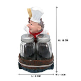 Foodie Chef Figurine Resin Salt & Pepper Shakers with Toothpick Holder Set (Back Cycle Basket)