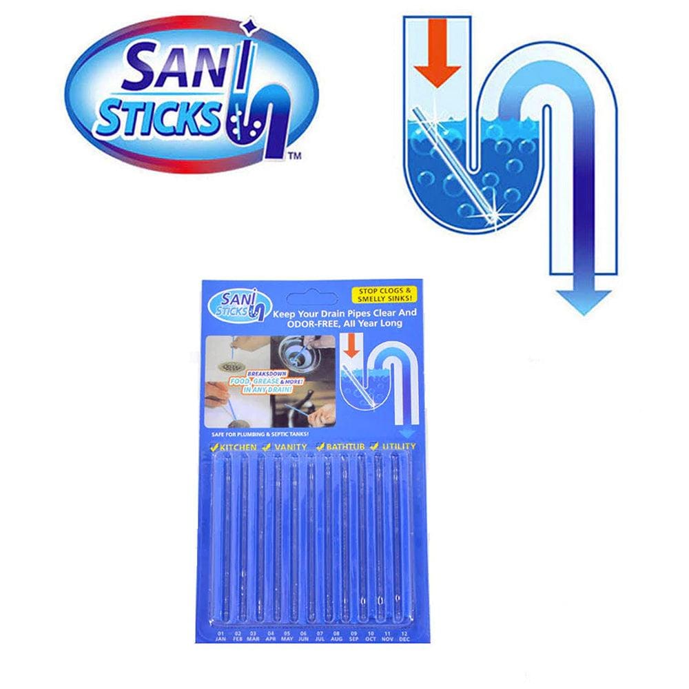 Saniz Stick - Drain Cleaner & Deodorizer (4 x Packs of 12 Sticks) (Blue)