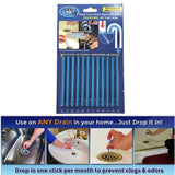 Saniz Stick - Drain Cleaner & Deodorizer (4 x Packs of 12 Sticks) (Blue)