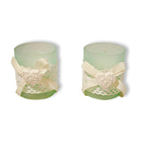 Scented Soothing Vanilla Aroma Candle in Green Glass Jar (Pack of 2) Gift Set