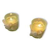 Scented Soothing Vanilla Aroma Candle in Green Glass Jar (Pack of 2) Gift Set