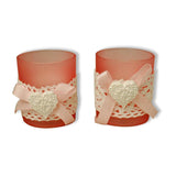 Scented Soothing Vanilla Aroma Candle in Pink Glass Jar (Pack of 2) Gift Set