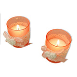 Scented Soothing Vanilla Aroma Candle in Pink Glass Jar (Pack of 2) Gift Set