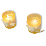 Scented Soothing Vanilla Aroma Candle in Yellow Glass Jar (Pack of 2) Gift Set