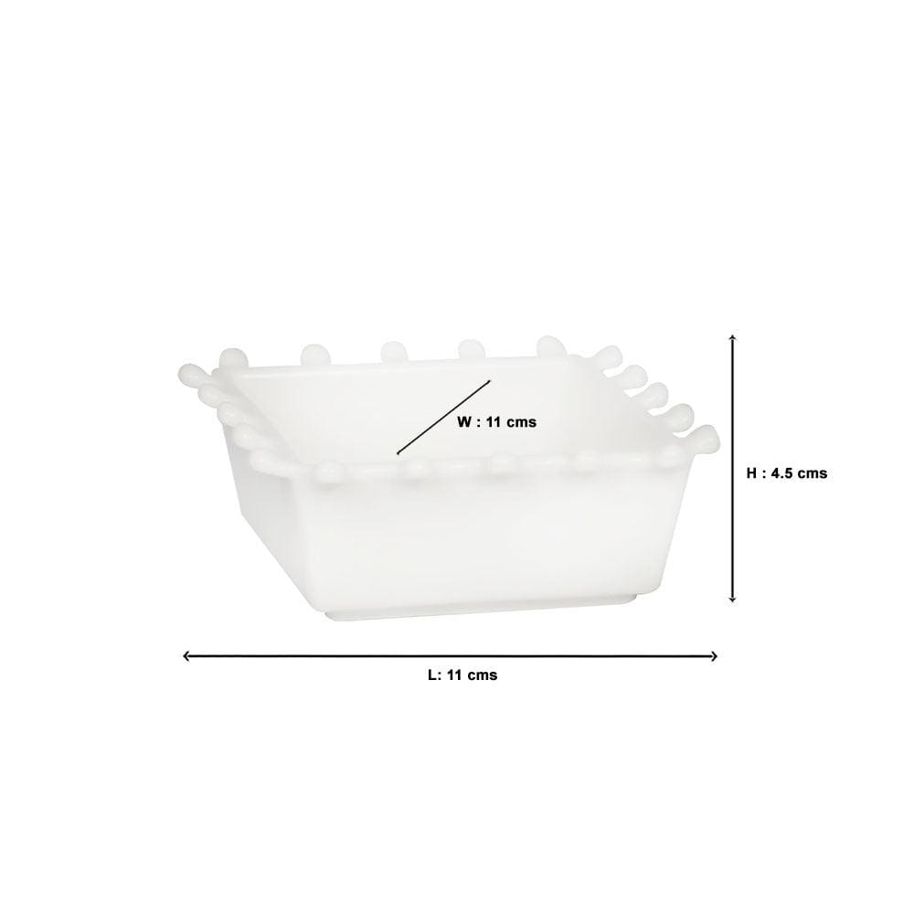 White Ceramic 4 Serving Bowls & Wooden Tray Set