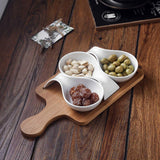 Splendor Serving Platter with 3 Stylish Serving Bowls on Wooden Tray Set