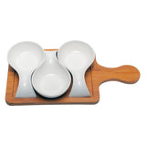 Splendor Serving Platter with 3 Stylish Serving Bowls on Wooden Tray Set