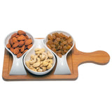Splendor Serving Platter with 3 Stylish Serving Bowls on Wooden Tray Set