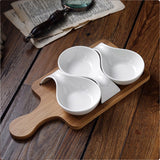 Splendor Serving Platter with 3 Stylish Serving Bowls on Wooden Tray Set