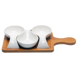 Splendor Serving Platter with 3 Stylish Serving Bowls on Wooden Tray Set
