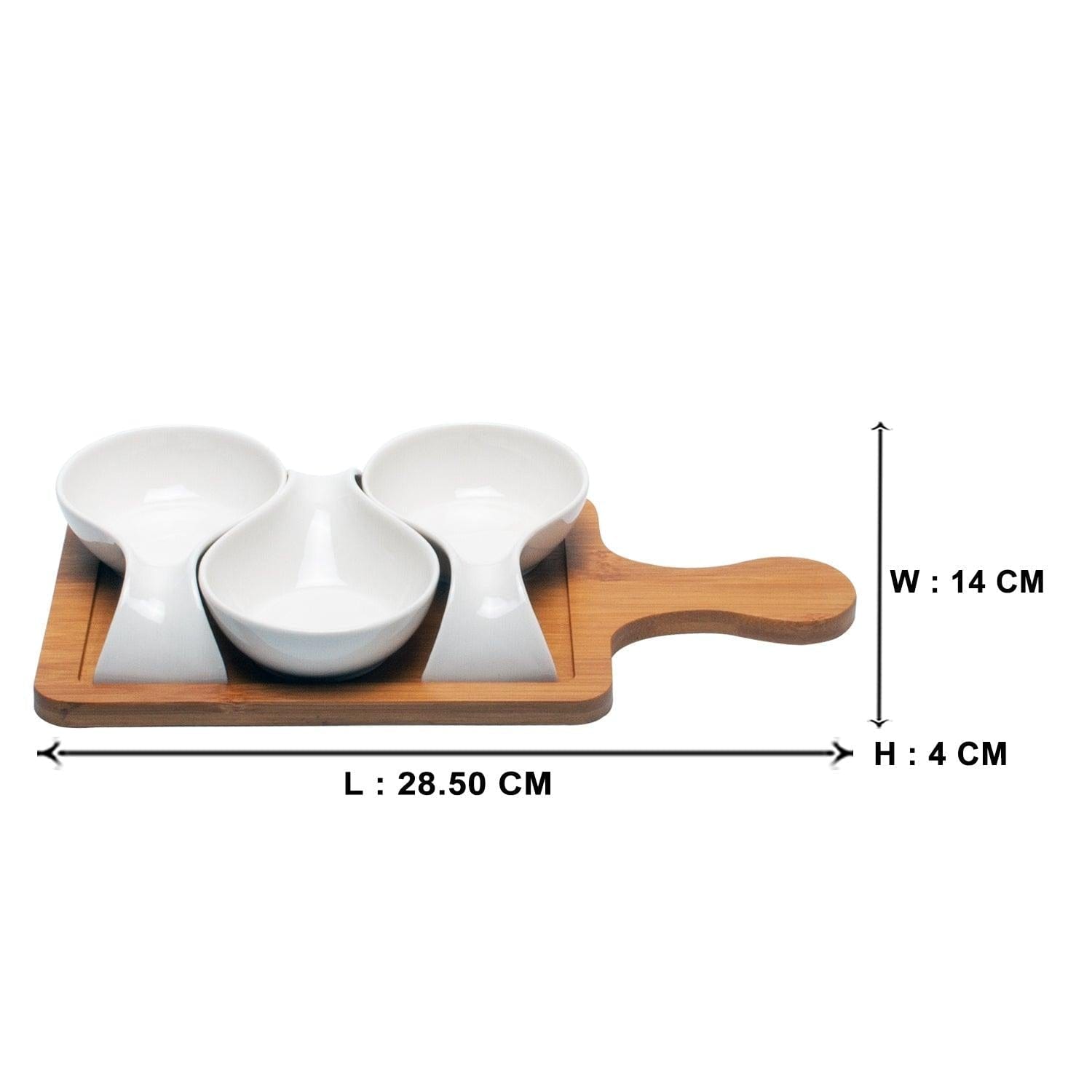 Splendor Serving Platter with 3 Stylish Serving Bowls on Wooden Tray Set