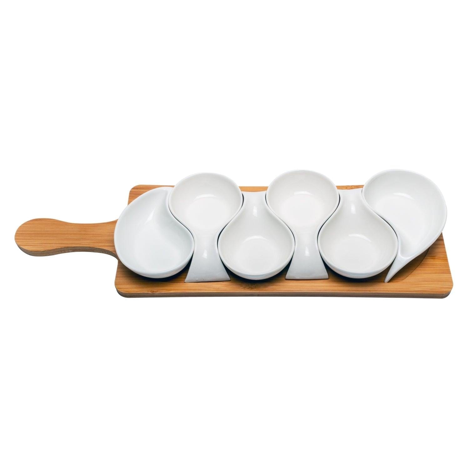 Splendor Serving Platter with 6 Stylish Serving Bowls on Wooden Tray Set
