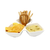 3 Compartment Serving Platter with Wooden Handle